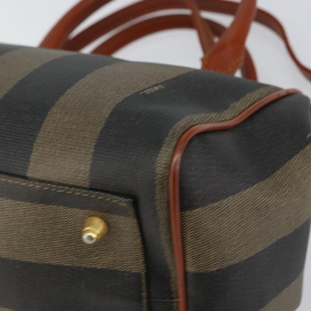 Fendi Vintage Pequin Convertible Boston Bag Coated Canvas