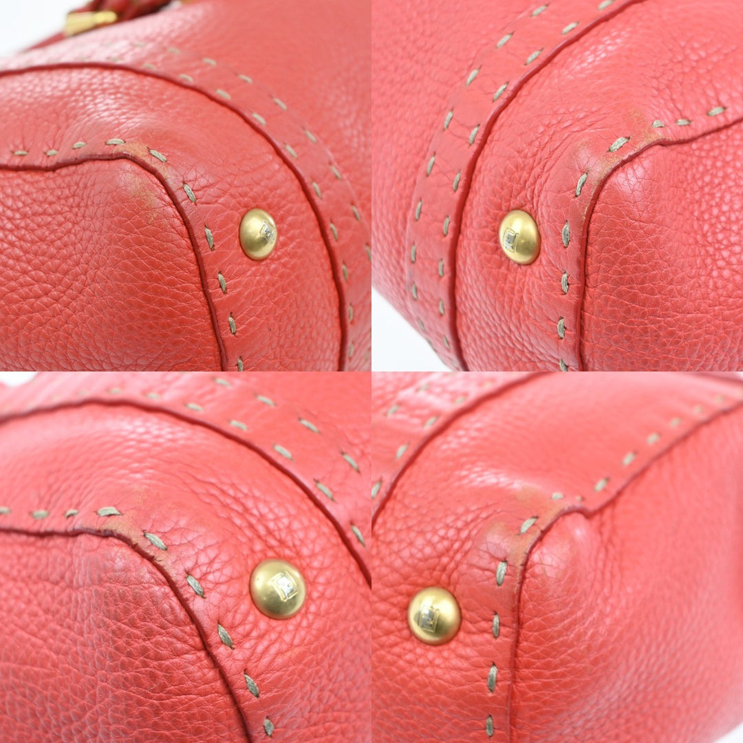 Fendi Selleria Linda Satchel Pebbled Leather