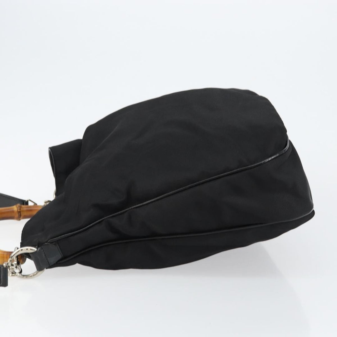 Gucci Vintage Bamboo Handle Open Hobo Nylon