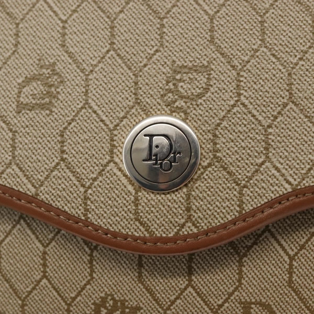 Christian Dior Vintage Honeycomb Flap Crossbody Bag Canvas and Leather