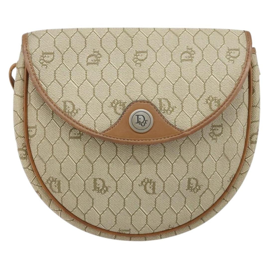 Christian Dior Vintage Honeycomb Shoulder Bag Canvas and Leather