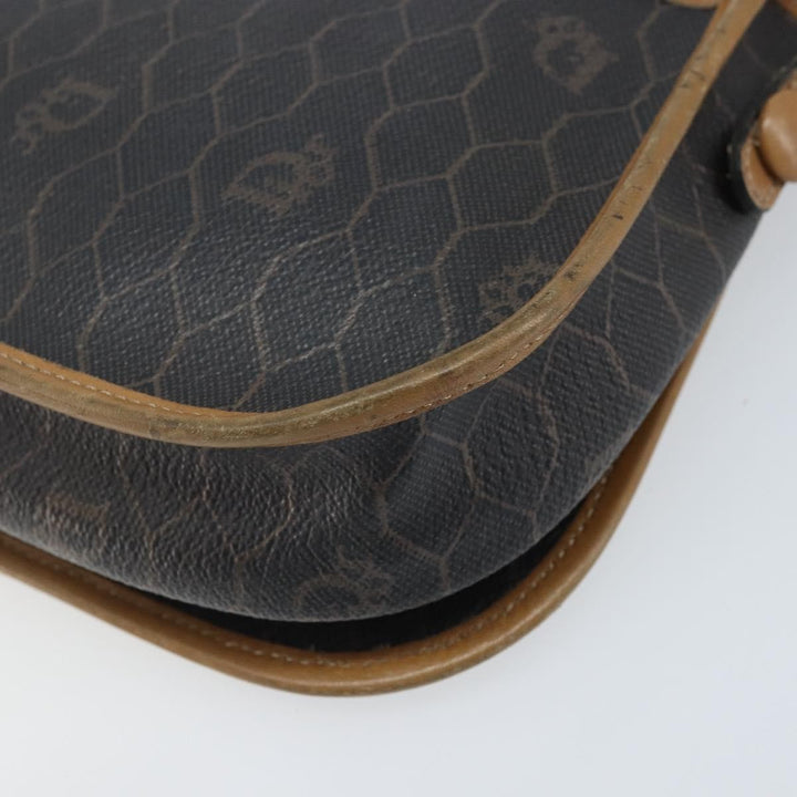 Christian Dior Vintage Honeycomb Flap Crossbody Bag Canvas and Leather