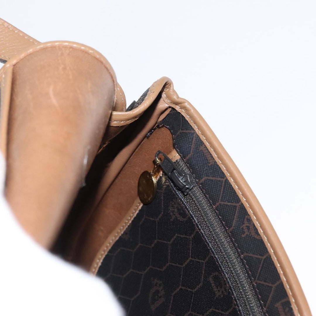 Christian Dior Vintage Honeycomb Flap Crossbody Bag Canvas and Leather