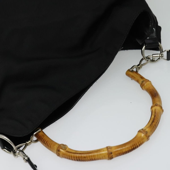 Gucci Vintage Bamboo Handle Open Hobo Nylon