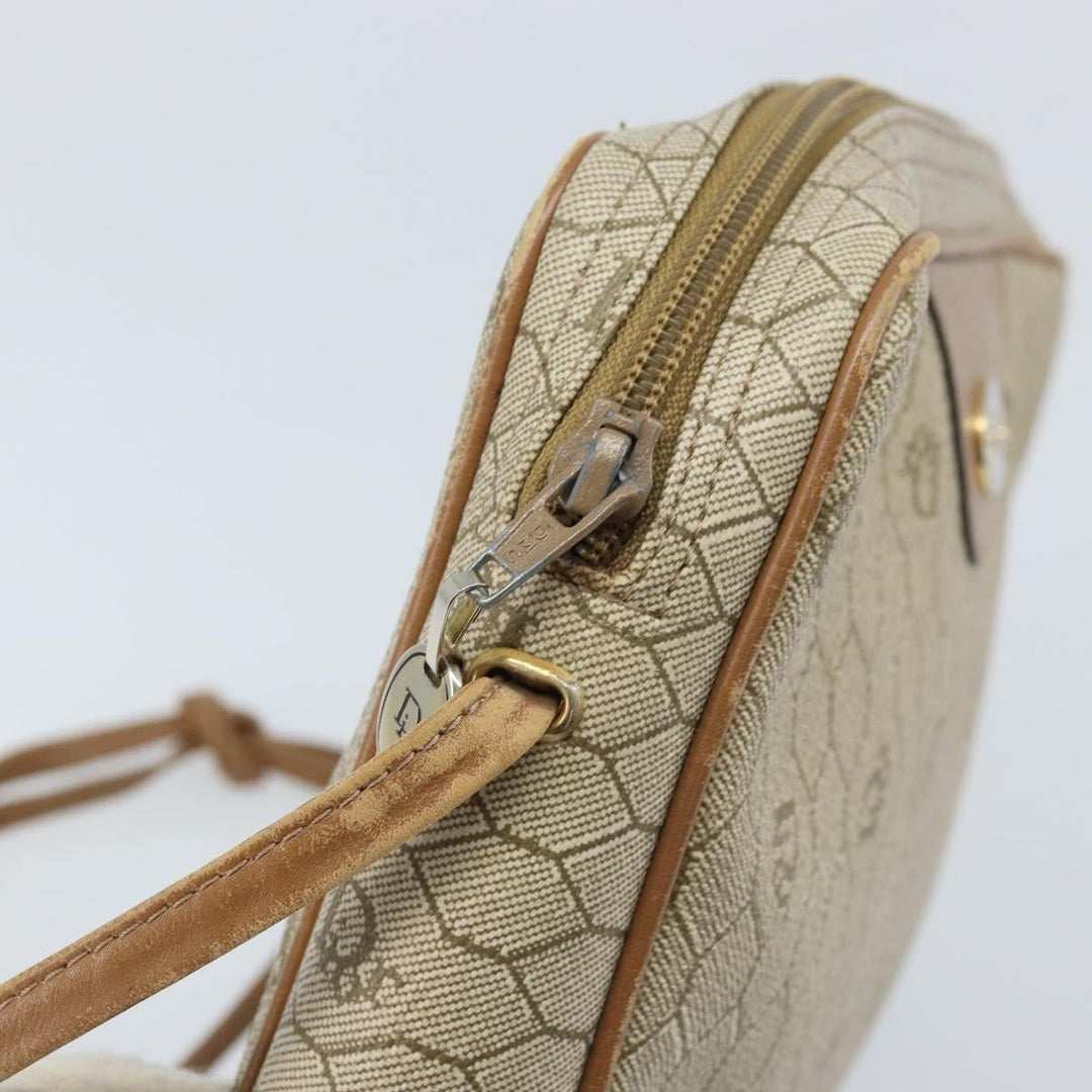 Christian Dior Vintage Honeycomb Shoulder Bag Canvas and Leather