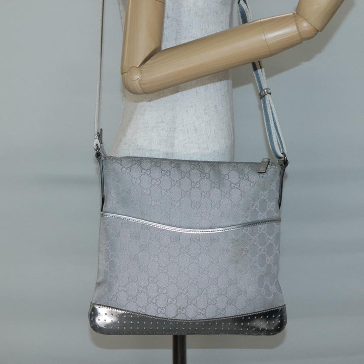 Gucci Zip Messenger Bag GG Canvas with Perforated Leather
