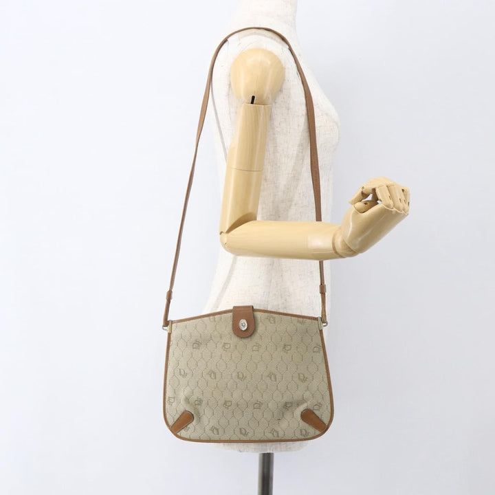Christian Dior Vintage Honeycomb Shoulder Bag Canvas and Leather