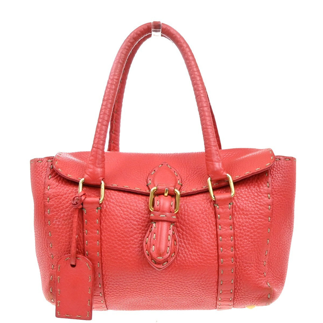 Fendi Selleria Linda Satchel Pebbled Leather