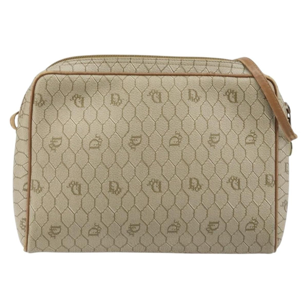 Christian Dior Vintage Honeycomb Shoulder Bag Canvas and Leather