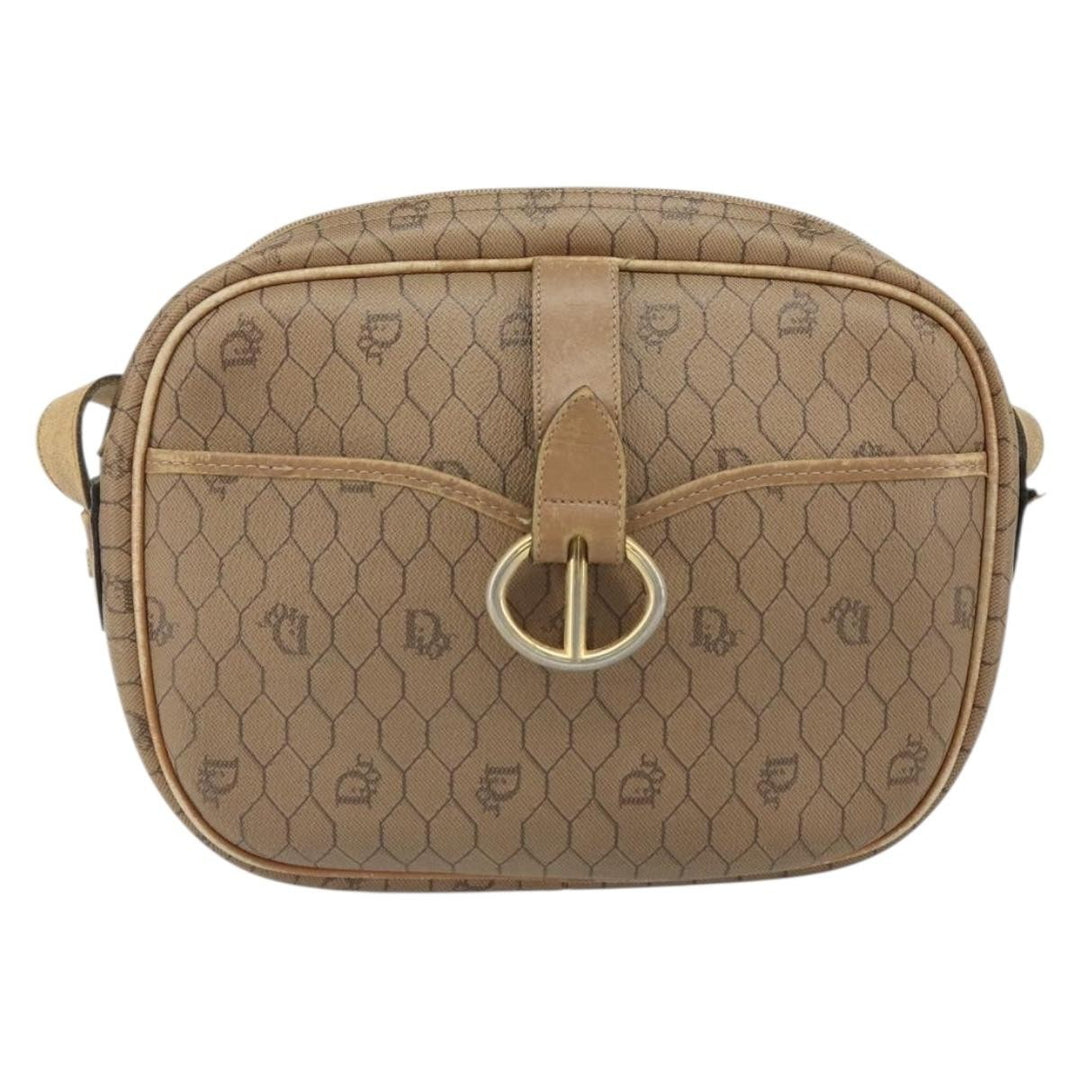 Christian Dior Vintage Honeycomb Shoulder Bag Canvas and Leather