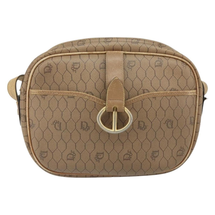 Christian Dior Vintage Honeycomb Shoulder Bag Canvas and Leather