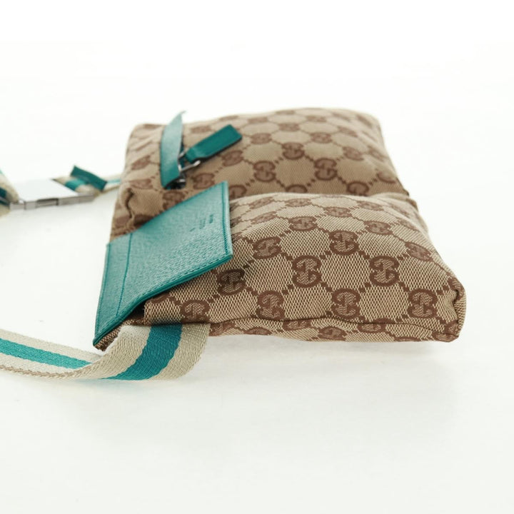 Gucci Vintage Double Belt Bag GG Canvas with Leather
