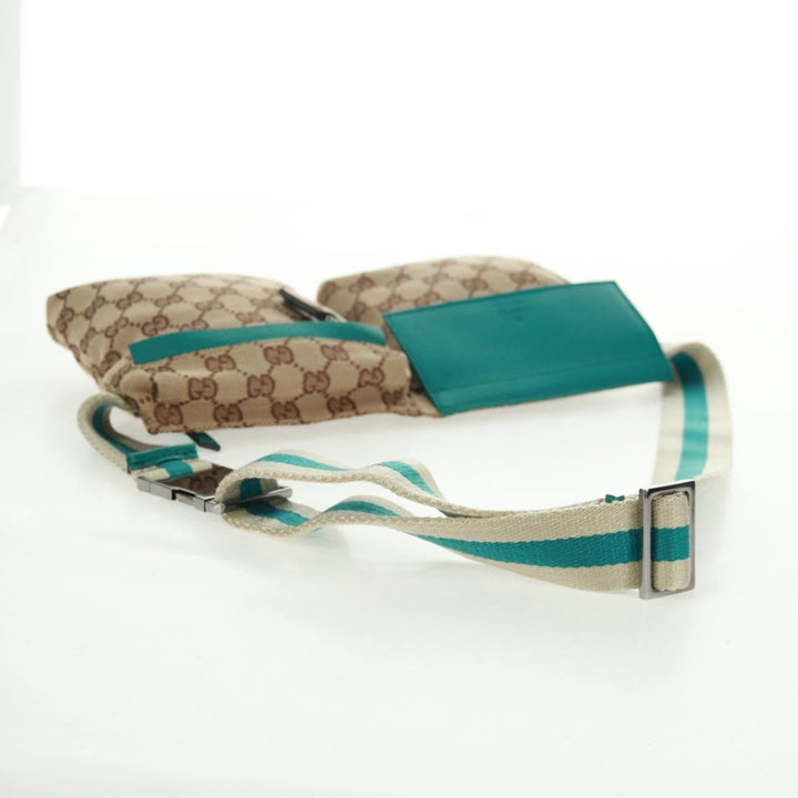 Gucci Vintage Double Belt Bag GG Canvas with Leather