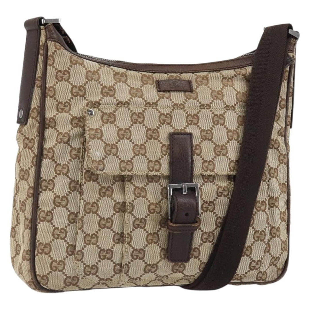 Gucci Vintage Shoulder Bag GG Canvas and Leather