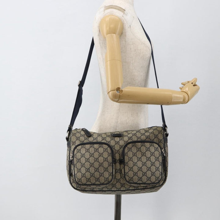 Gucci Double Pocket Messenger Bag GG Coated Canvas