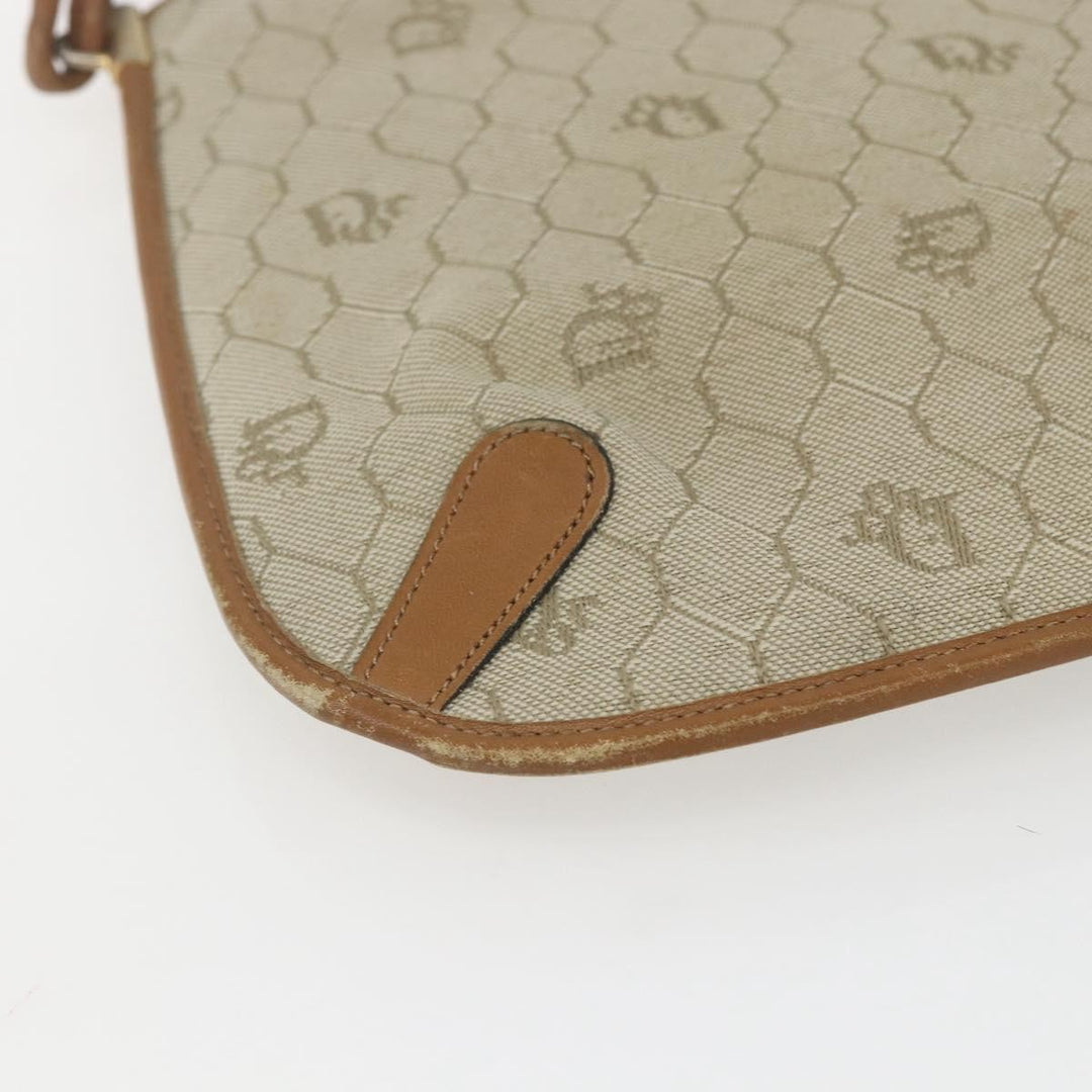 Christian Dior Vintage Honeycomb Shoulder Bag Canvas and Leather