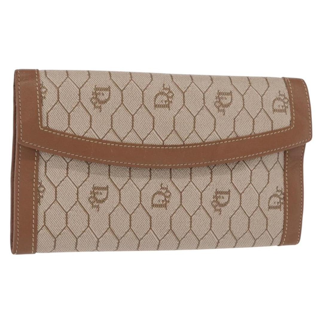 Christian Dior Vintage Honeycomb Flap Wallet Coated Canvas