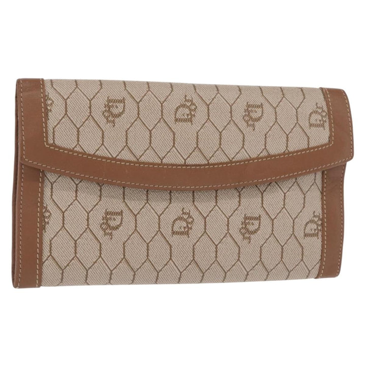 Christian Dior Vintage Honeycomb Flap Wallet Coated Canvas