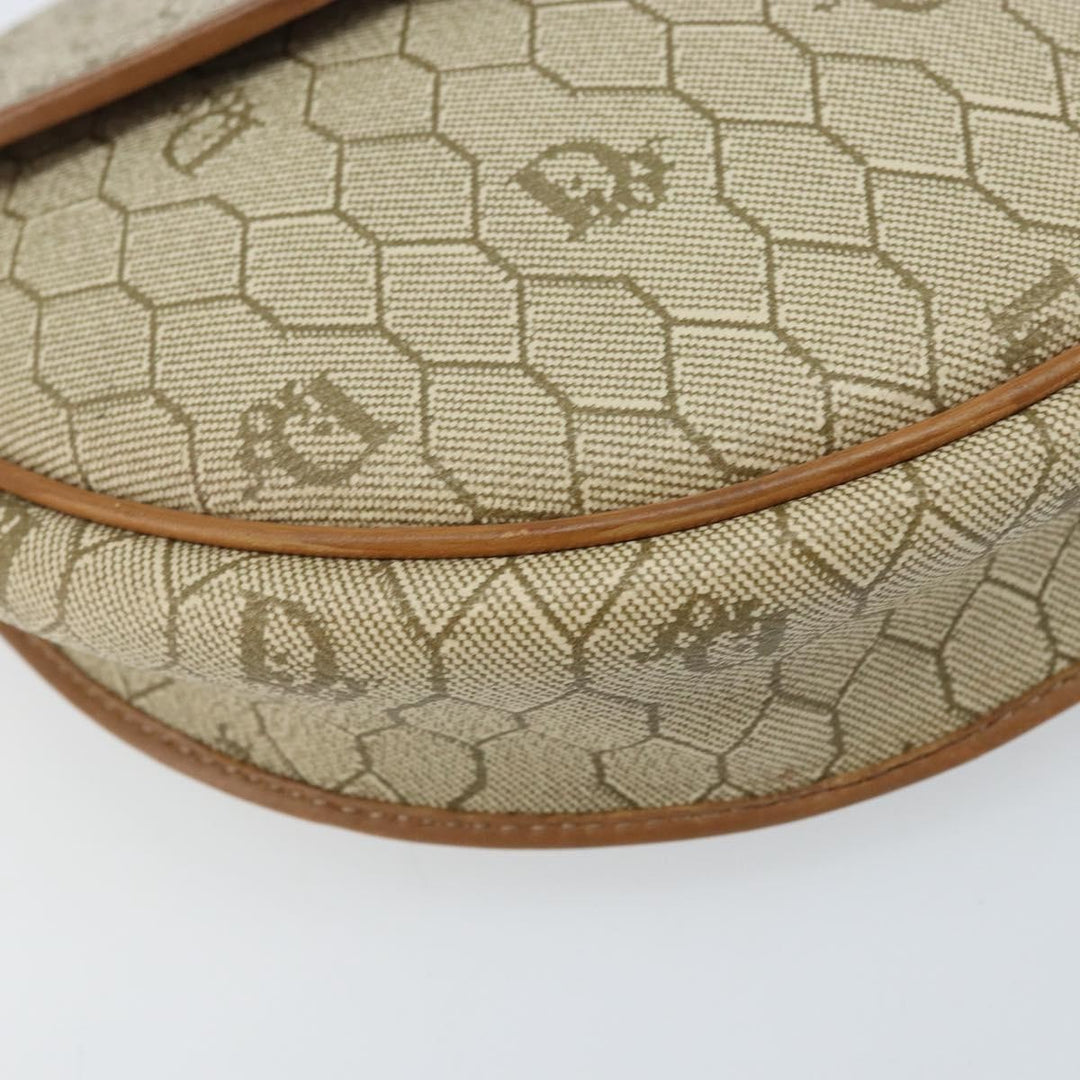 Christian Dior Vintage Honeycomb Shoulder Bag Canvas and Leather