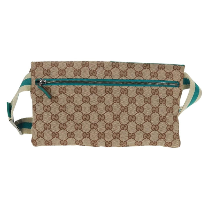 Gucci Vintage Double Belt Bag GG Canvas with Leather