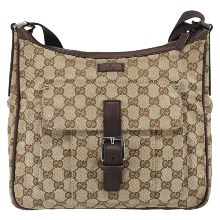Gucci Vintage Shoulder Bag GG Canvas and Leather