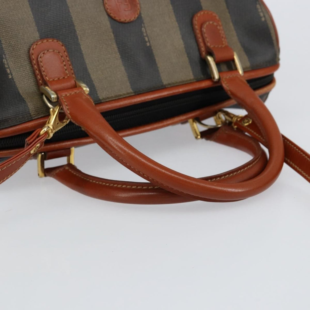 Fendi Vintage Pequin Convertible Boston Bag Coated Canvas
