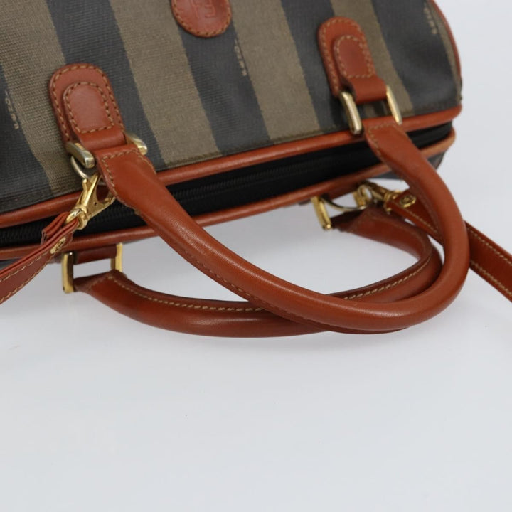 Fendi Vintage Pequin Convertible Boston Bag Coated Canvas