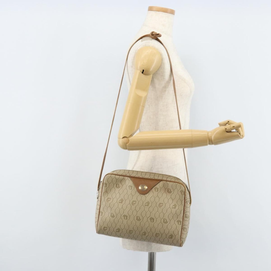 Christian Dior Vintage Honeycomb Shoulder Bag Canvas and Leather