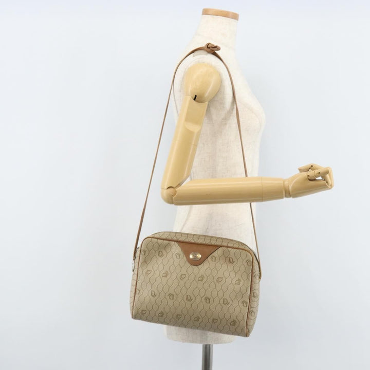 Christian Dior Vintage Honeycomb Shoulder Bag Canvas and Leather