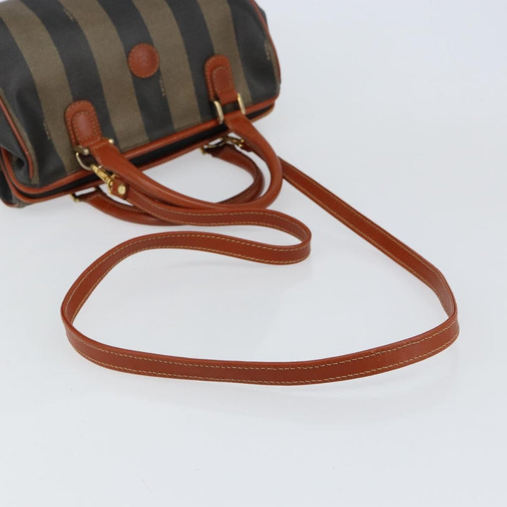 Fendi Vintage Pequin Convertible Boston Bag Coated Canvas