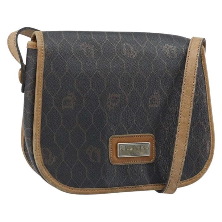 Christian Dior Vintage Honeycomb Flap Crossbody Bag Canvas and Leather