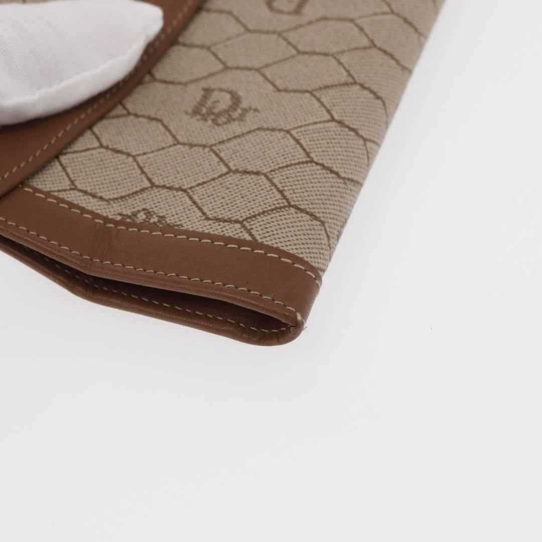 Christian Dior Vintage Honeycomb Flap Wallet Coated Canvas