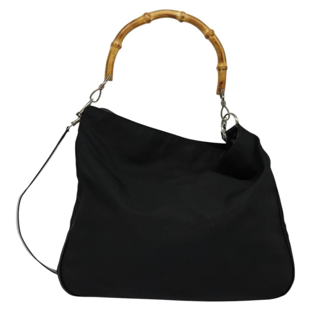 Gucci Vintage Bamboo Handle Open Hobo Nylon