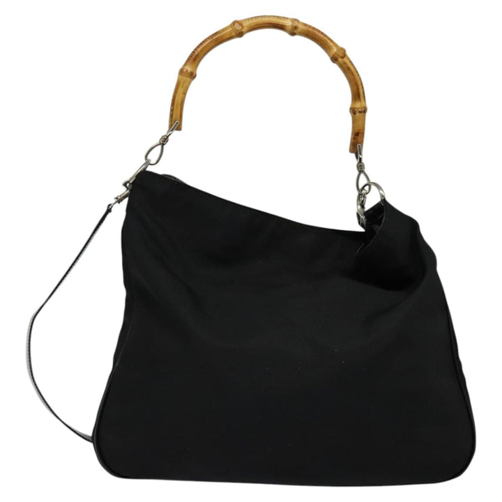 Gucci Vintage Bamboo Handle Open Hobo Nylon