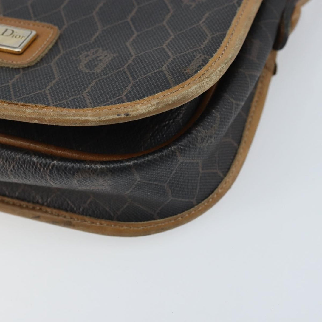 Christian Dior Vintage Honeycomb Flap Crossbody Bag Canvas and Leather