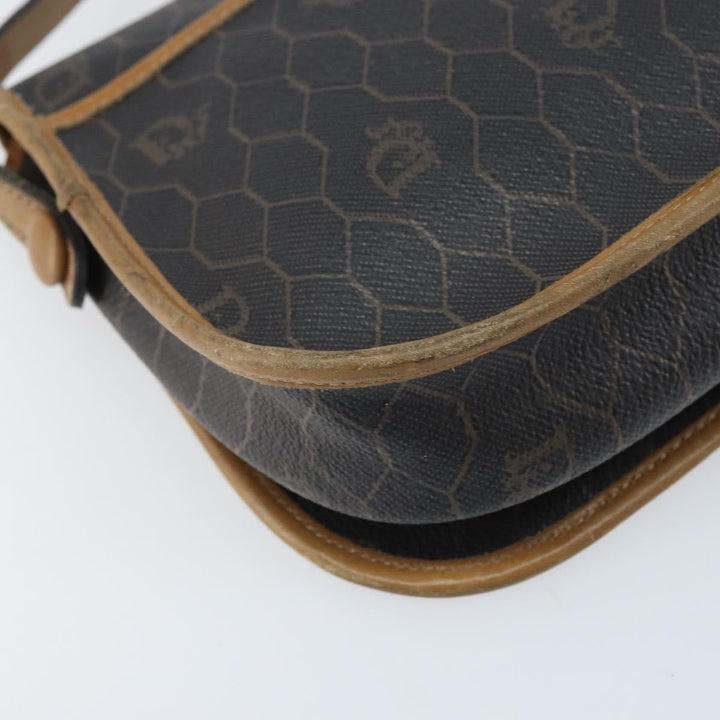 Christian Dior Vintage Honeycomb Flap Crossbody Bag Canvas and Leather