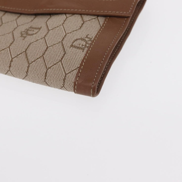 Christian Dior Vintage Honeycomb Flap Wallet Coated Canvas