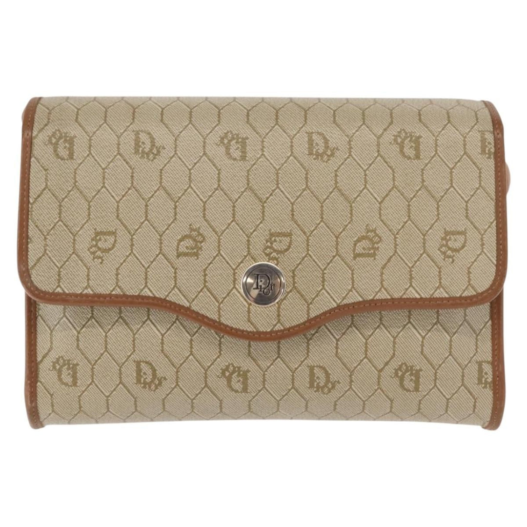Christian Dior Vintage Honeycomb Flap Crossbody Bag Canvas and Leather