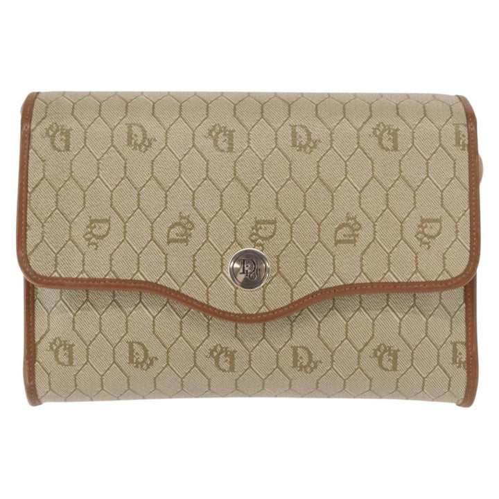 Christian Dior Vintage Honeycomb Flap Crossbody Bag Canvas and Leather