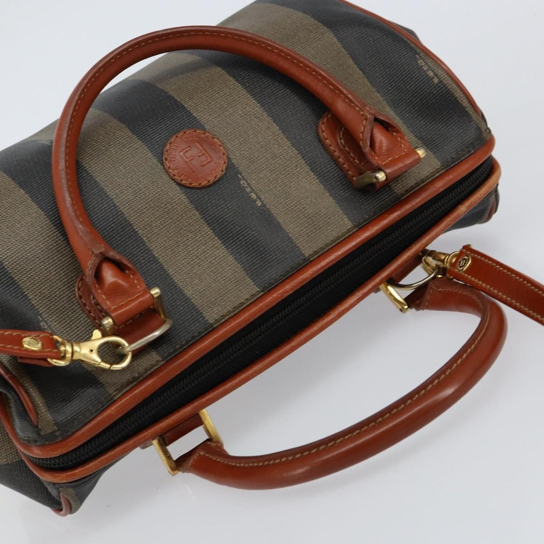 Fendi Vintage Pequin Convertible Boston Bag Coated Canvas