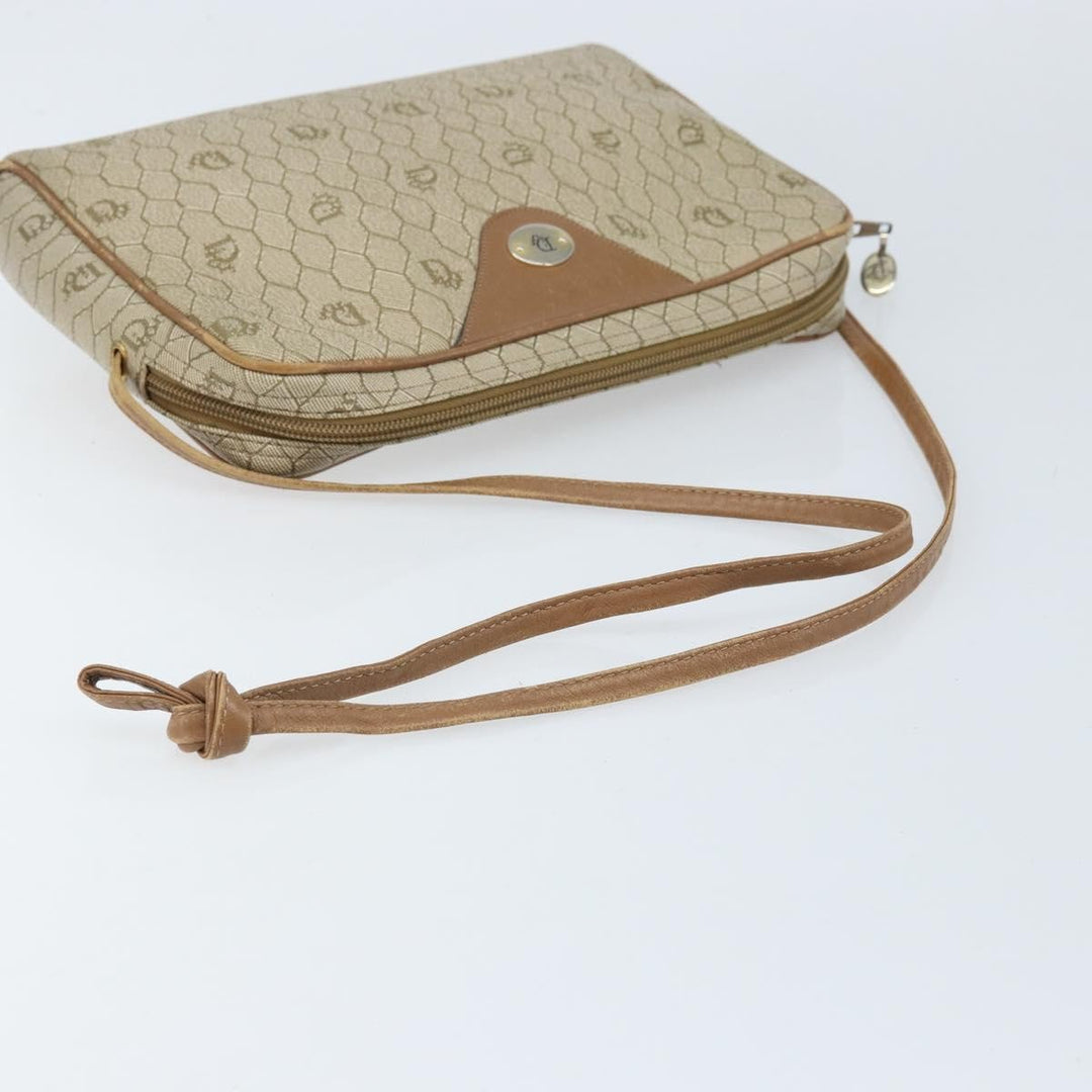 Christian Dior Vintage Honeycomb Shoulder Bag Canvas and Leather
