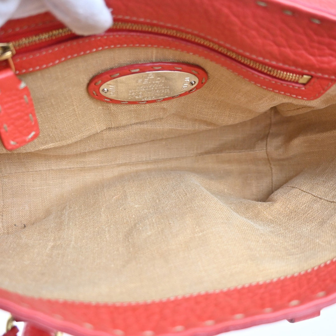 Fendi Selleria Linda Satchel Pebbled Leather