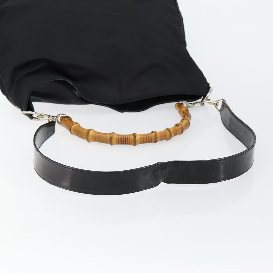 Gucci Vintage Bamboo Handle Open Hobo Nylon