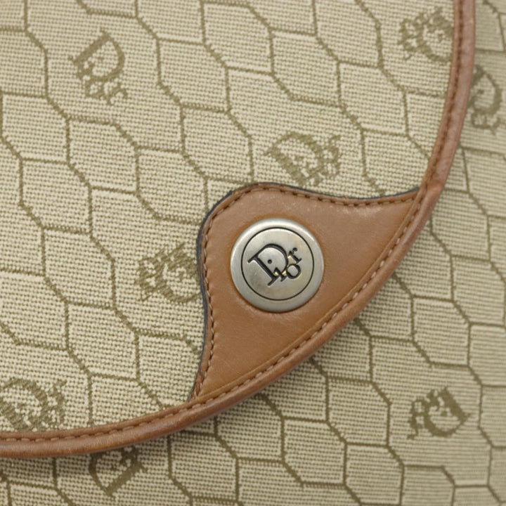 Christian Dior Vintage Honeycomb Shoulder Bag Canvas and Leather