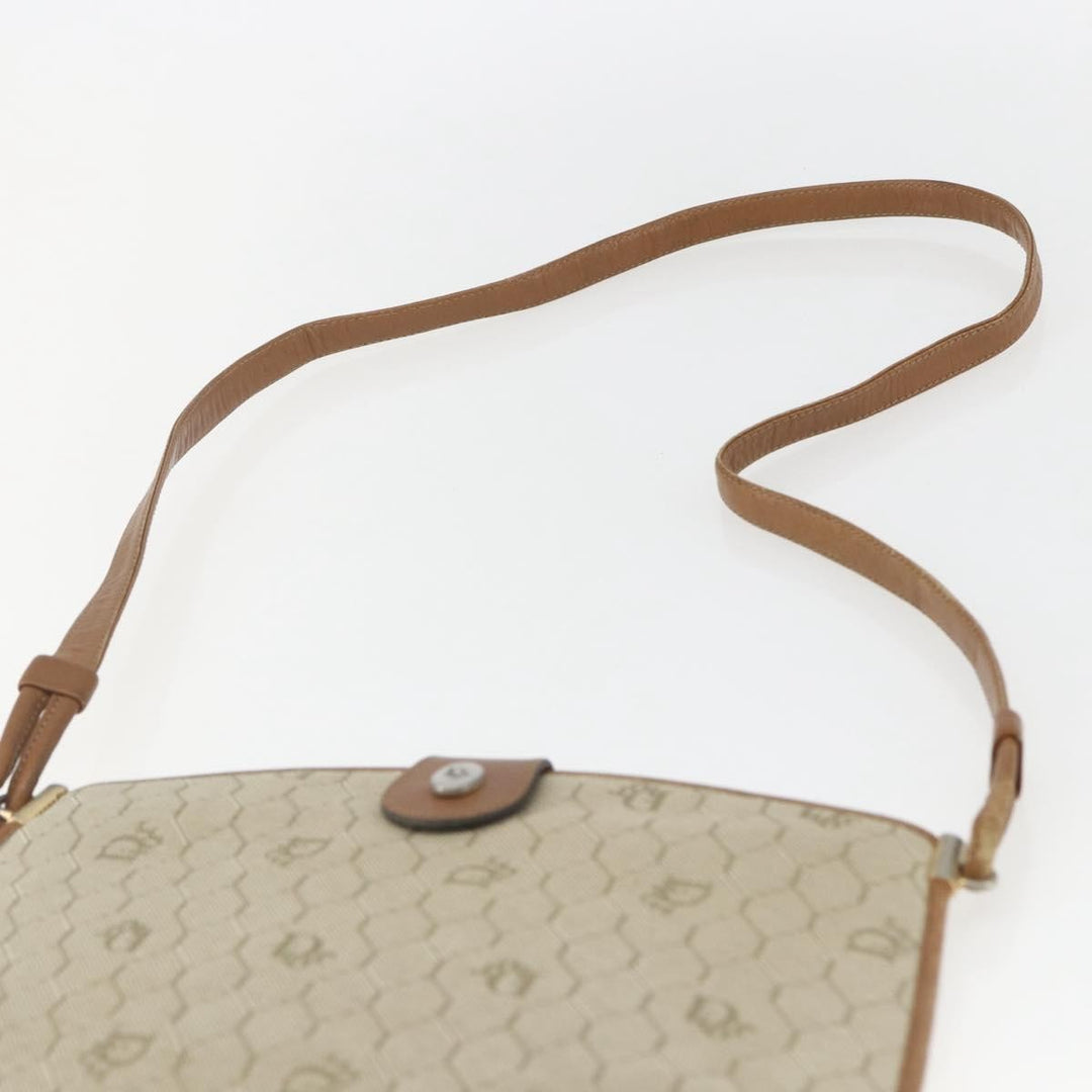 Christian Dior Vintage Honeycomb Shoulder Bag Canvas and Leather