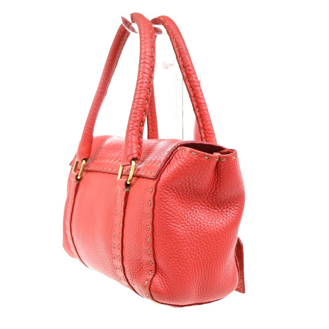 Fendi Selleria Linda Satchel Pebbled Leather