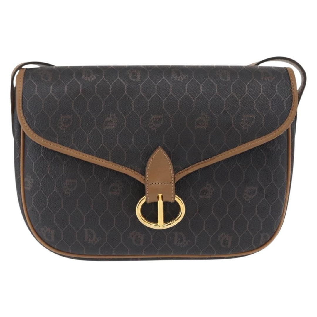 Christian Dior Vintage Honeycomb Flap Crossbody Bag Canvas and Leather