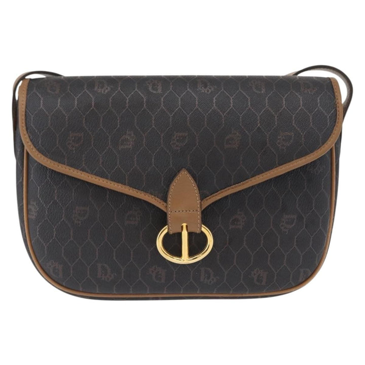 Christian Dior Vintage Honeycomb Flap Crossbody Bag Canvas and Leather
