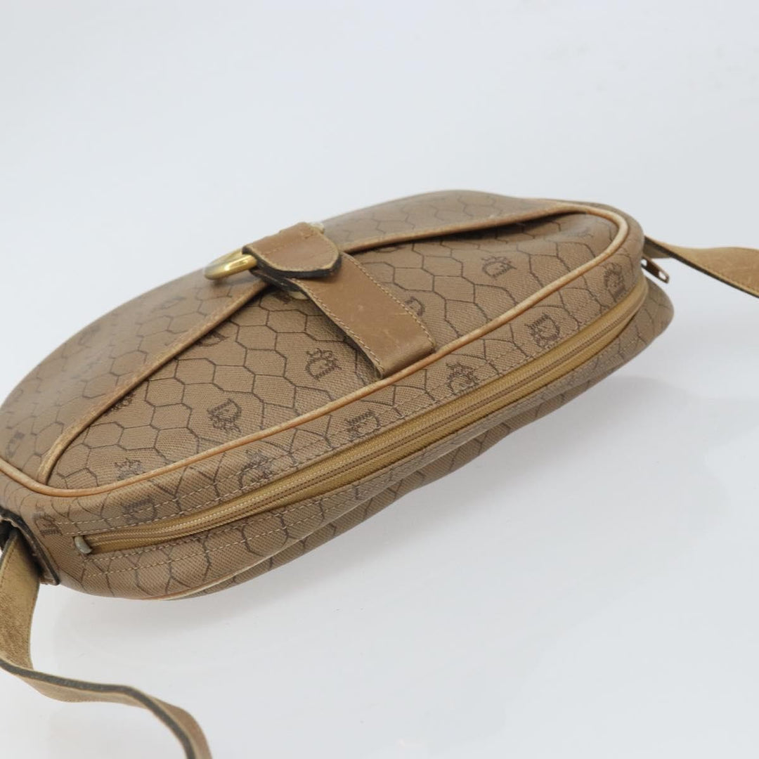 Christian Dior Vintage Honeycomb Shoulder Bag Canvas and Leather