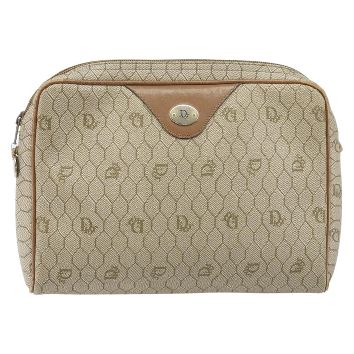 Christian Dior Vintage Honeycomb Shoulder Bag Canvas and Leather